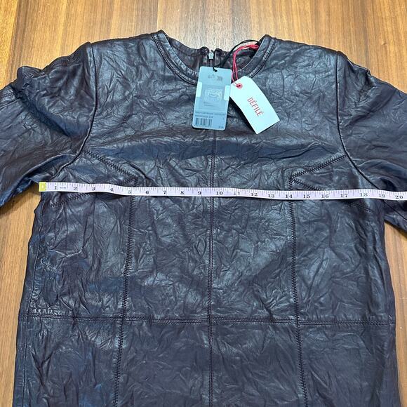 Zadig & Voltaire Chocolate Brown Crinkled Leather Ridley Dress, Large NWT - Picture 5 of 12